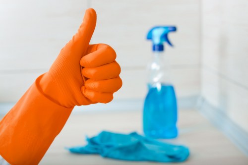 Safe carpet cleaning process with protective measures in place