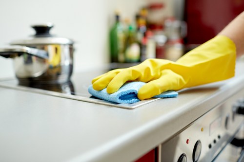 Professional hot water extraction cleaning on carpet fibers